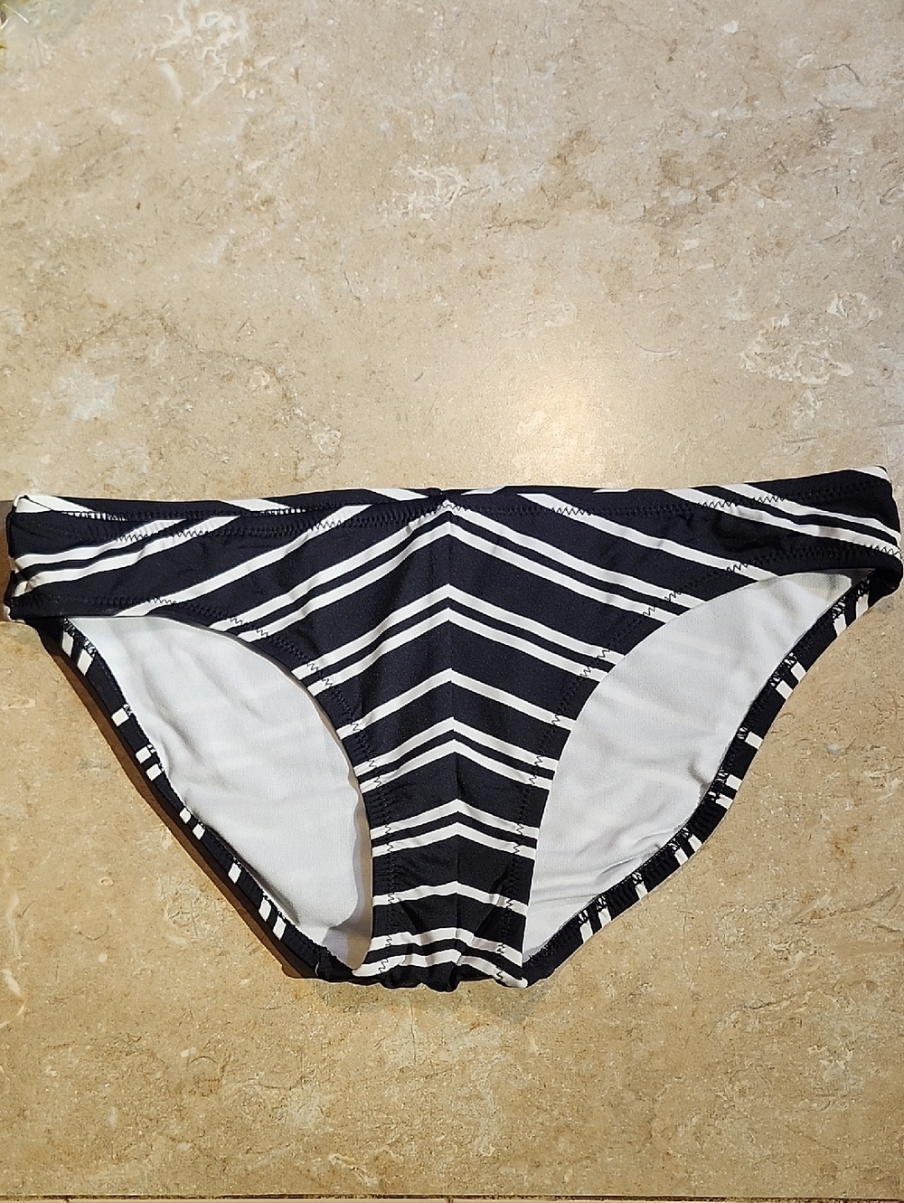 W Swim Black & White Chevron Stripe Hipster Bikini Bottoms 4